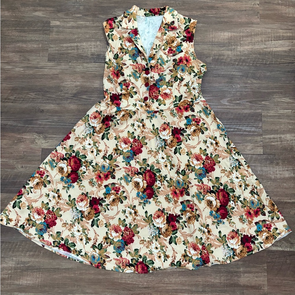 Roosey Floral Sleeveless Party Tea Dress NO CALLOUTS